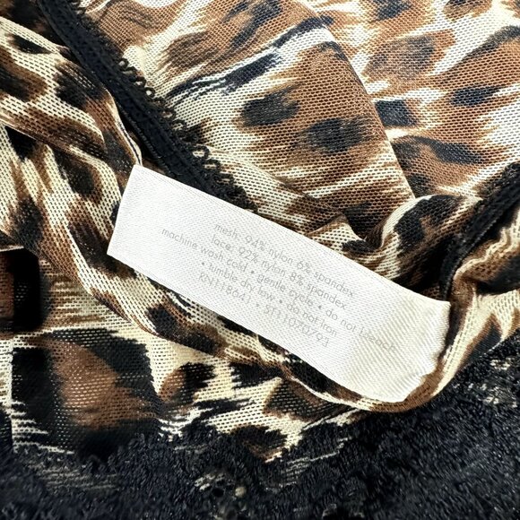 Cacique Tank Top 26 / 28 Sleepwear Lingerie Shirt Mesh Lace Leopard Brown Black - Picture 7 of 8